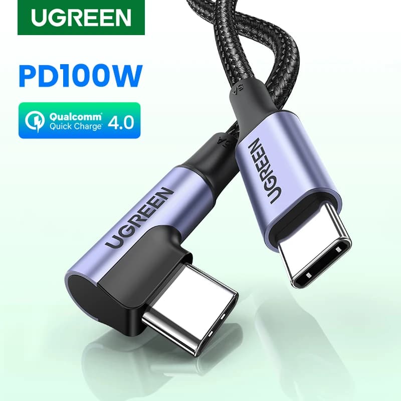 UGREEN Elbow Cable PD100W 60W USB C To USB Type C Cable Fast Charging for iPhone 17 16 MacBook Samsung QC4.0 3.0 90 Degree Cable