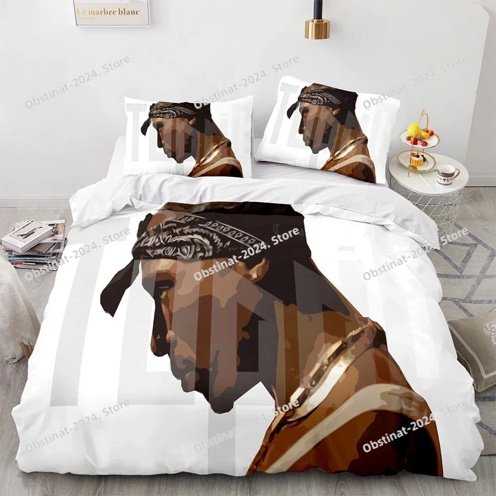 Set biancheria da letto 2Pac Singolo Twin Completo Queen King Size Tupac Amaru Shakur Set letto Aldult Kid Camera da letto Set copripiumino Stampa 3D 043