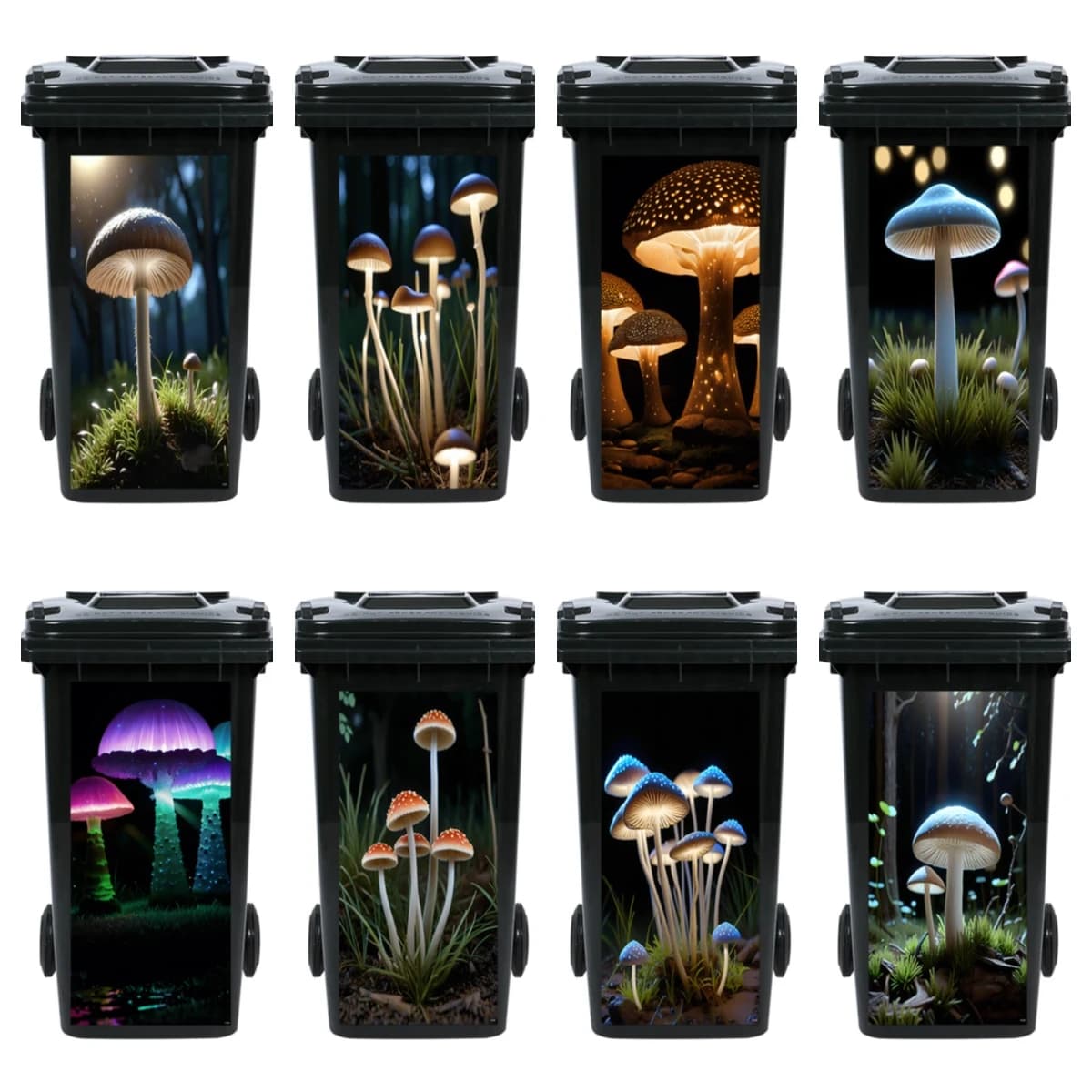 3D Ocean meduse stampato cestino adesivo PVC impermeabile cestino della spazzatura carta da parati per la decorazione del bidone della spazzatura adesivo Multi-formato all'aperto