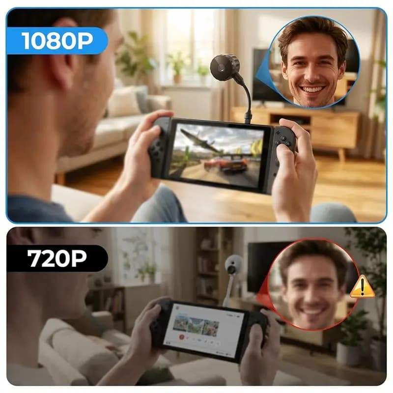 DT51 For Switch 2 Camera 1080P HD Webcam, Plug and Play USB C Camera with 360° Adjustable Stand, Detachable Privacy Cover