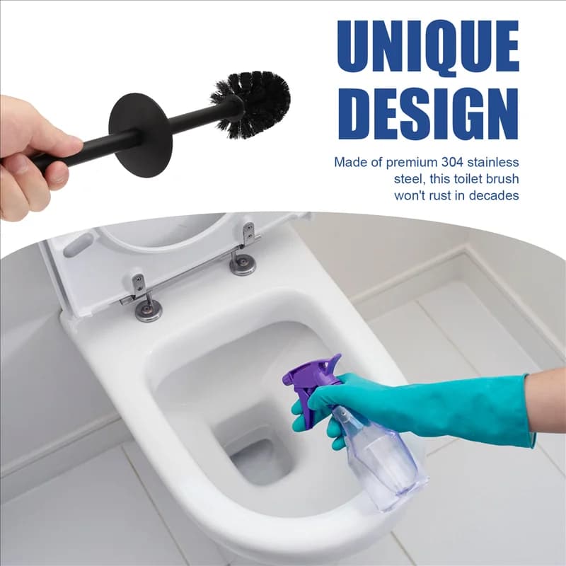 Toilet Brush And Holder, Bathroom Stainless Steel Toilet Brush With Holder, Toilet Wall Mounted Cleaning Brush-AA26