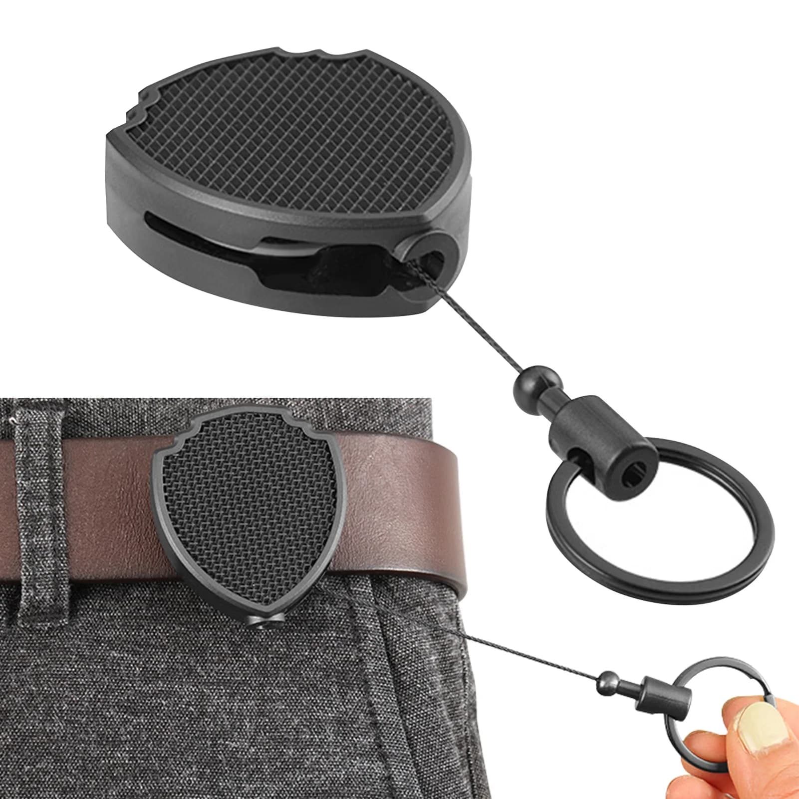 Portachiavi retrattile Multiutensile Moschettone Portachiavi ID Badge Moschettone Porta bobina con clip da cintura Chiavi anti-smarrimento Porta carte