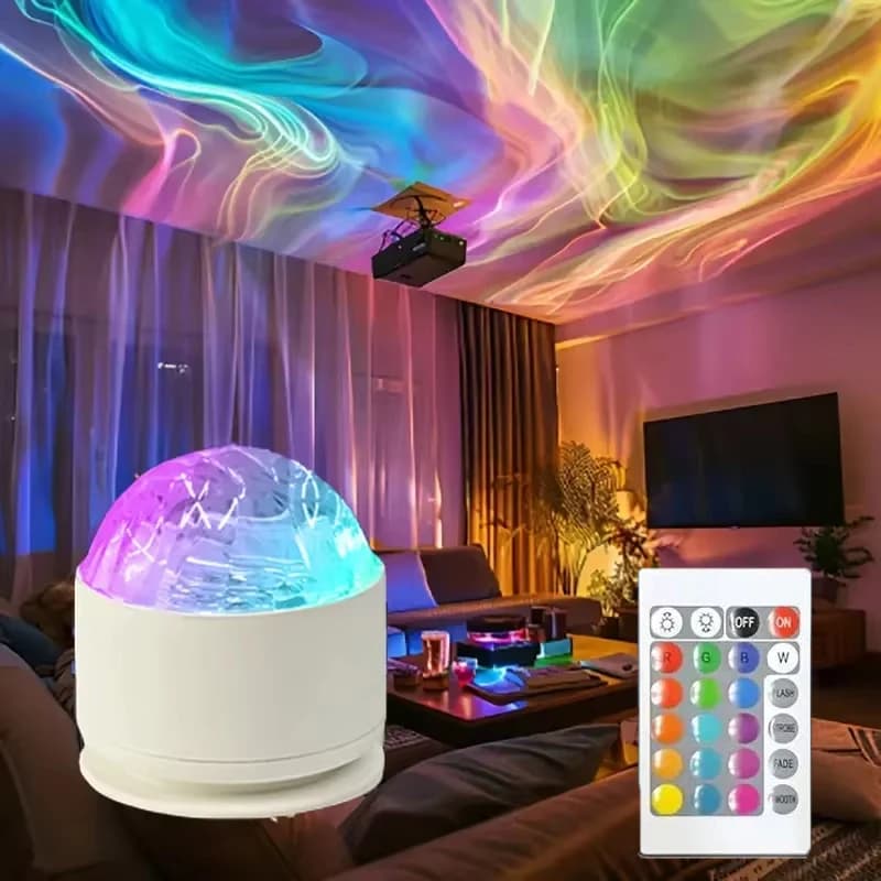 Proiettore di onde oceaniche alimentato tramite USB Luce notturna 16 colori Aura Aurora Lampada incandescente Home Bar Ristorante Decorazione di luce subacquea