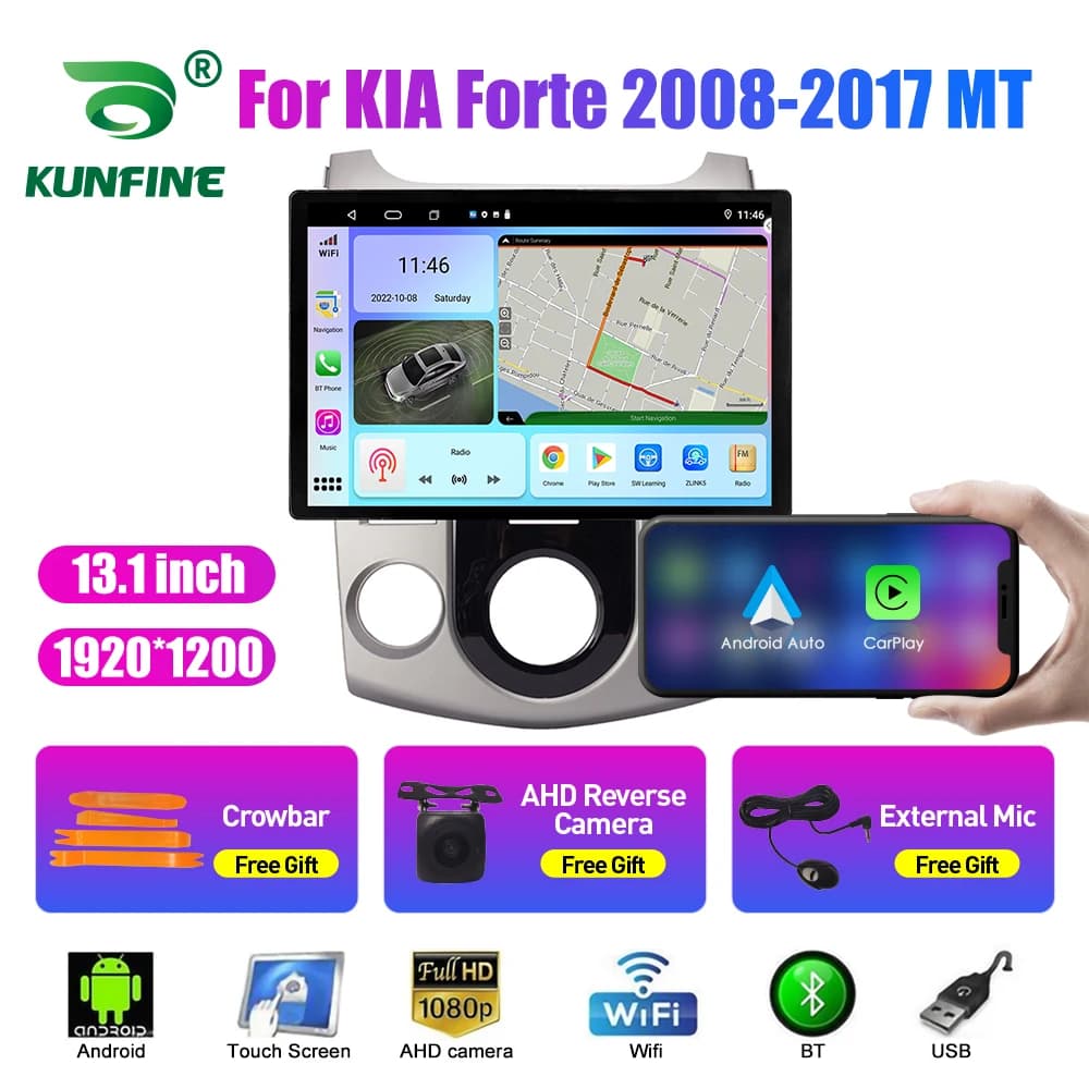 Autoradio da 13.1 pollici per KIA Forte 2008-2017 MT Car DVD Navigazione GPS Stereo Carplay 2Din Multimediale centrale Android Auto