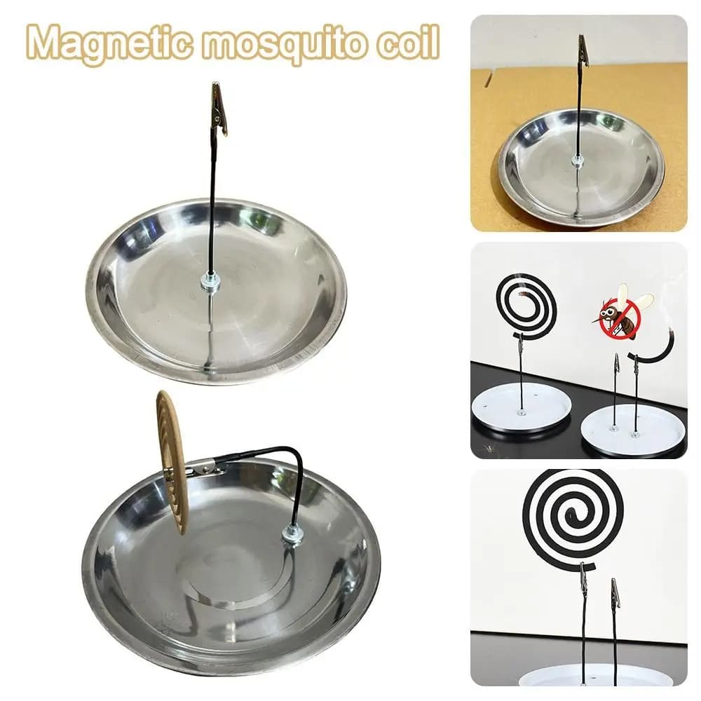 Staffa per bobina per zanzare in acciaio inossidabile Telaio di supporto magnetico multifunzione durevole Base per vassoio di cenere Forte magnetico