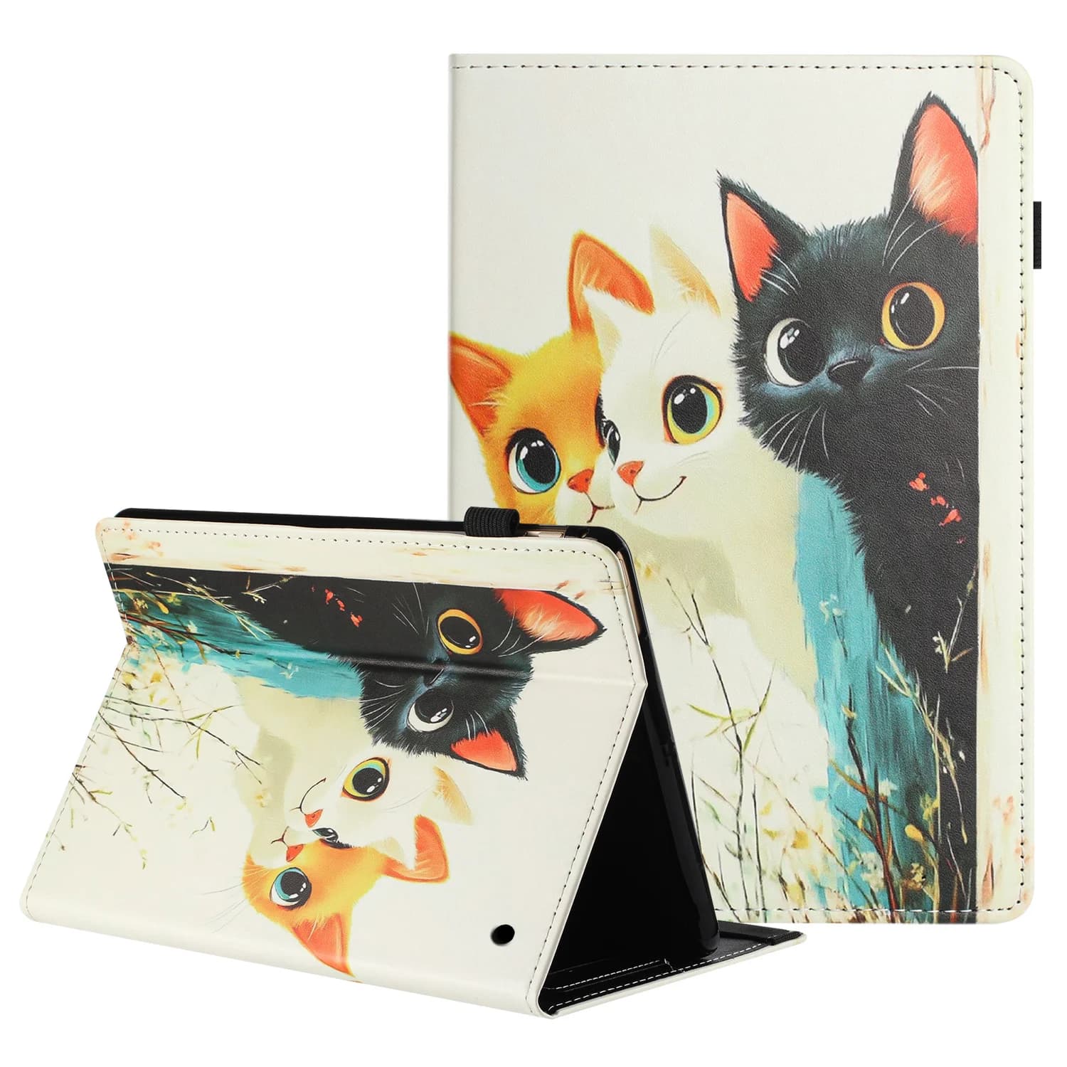 For Amazon Kindle Fire Max 11 2023 Tablet Case Litchi Texture Pattern Printing Leather Cover Auto Sleep / Wake with Card Holde