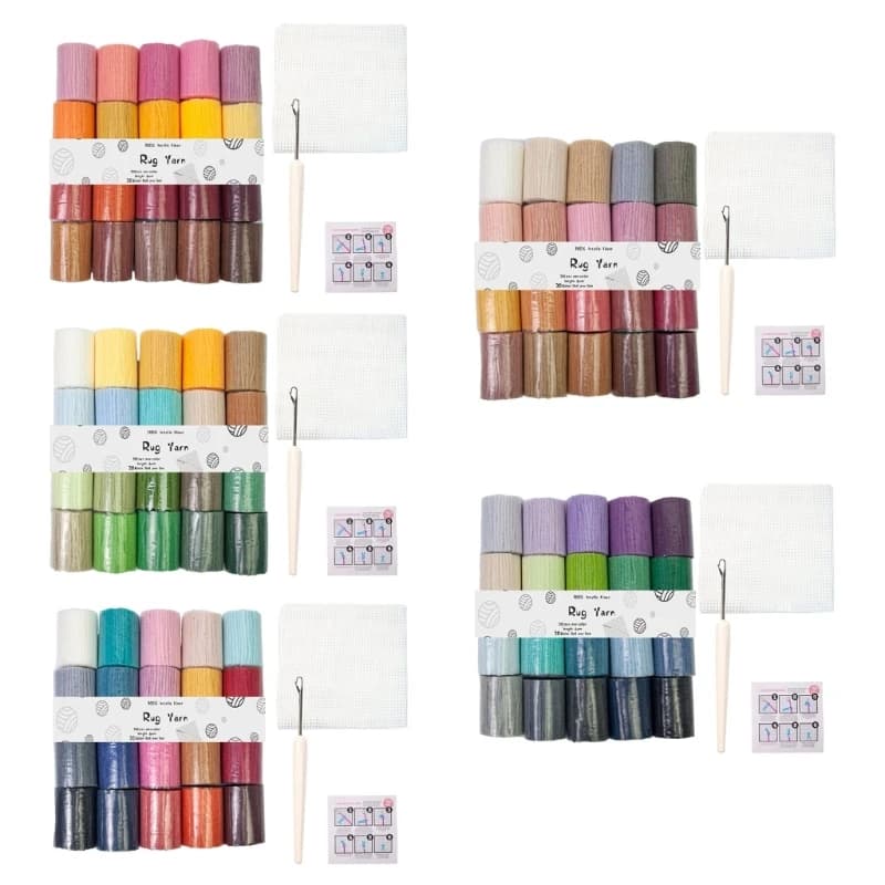 X22D 20 Colori Filo Acrilico Gancio Chiusura Ago per Uncinetto per Realizzazione Tappeti