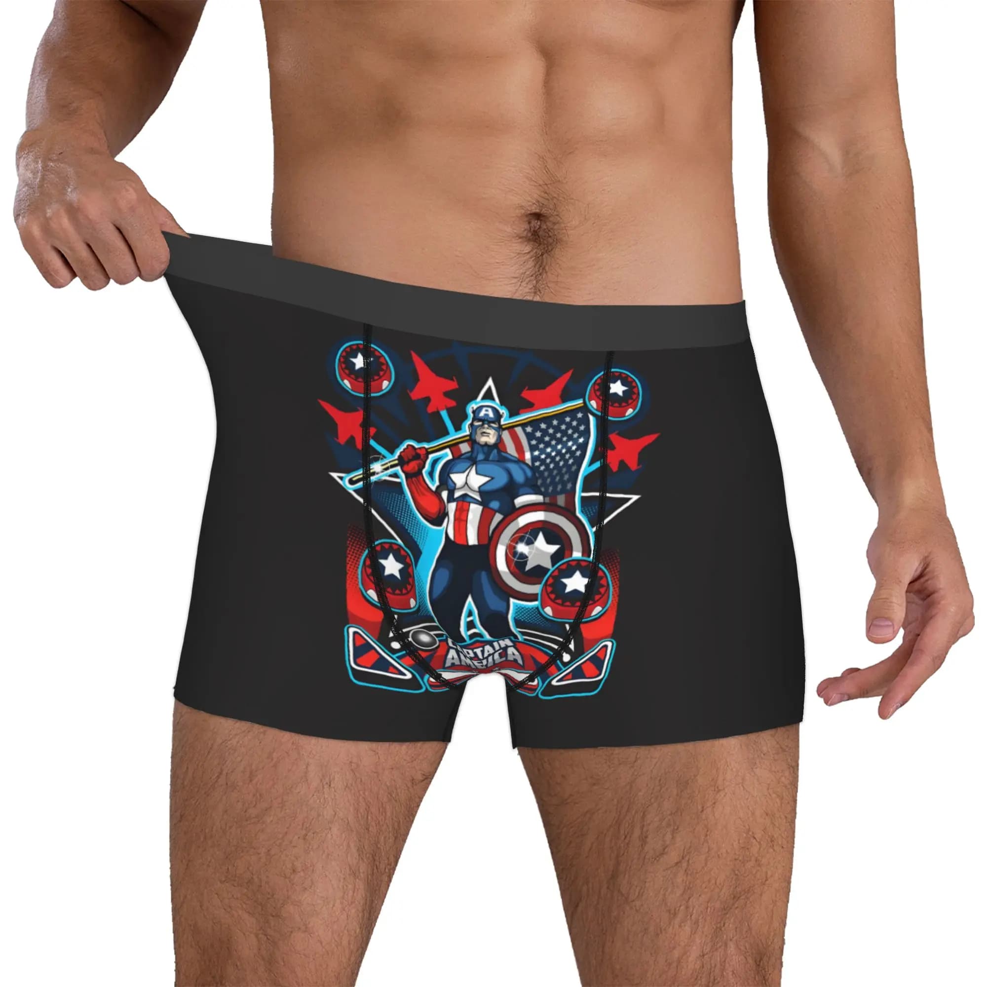 Custom Captains AnimeAmericas Intimo da uomo stampato con supereroi, boxer, slip, mutande traspiranti