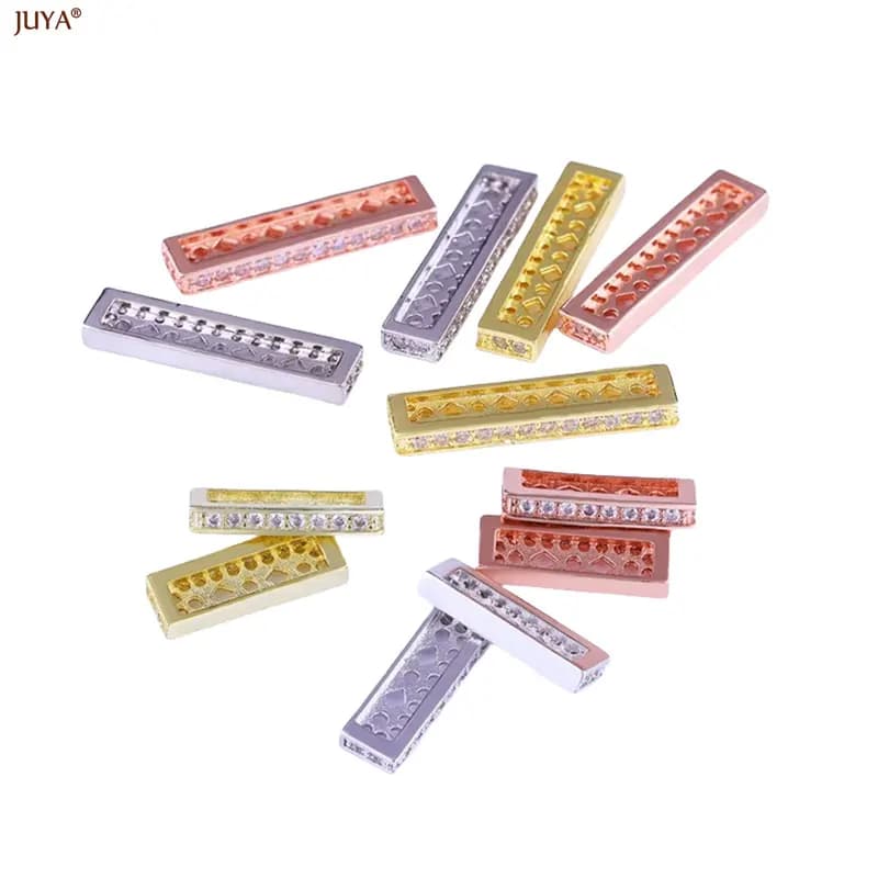 JUYA Forniture per gioielli Barra distanziatrice in zirconi di rame Distanziatori multifori per la realizzazione di accessori per collane di perle per cucito fai-da-te