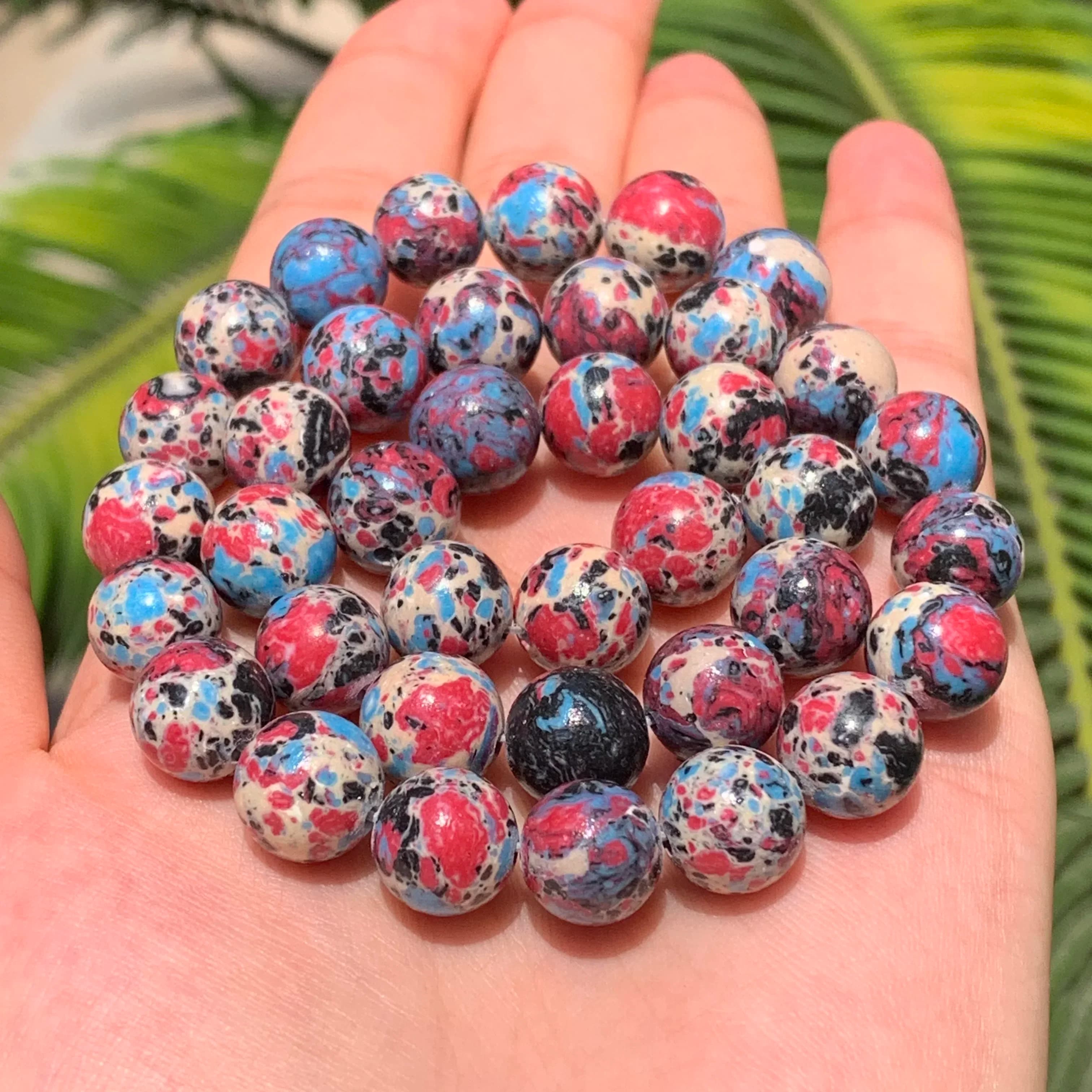 6 8 10mm colorato sedimento marino nero rosso blu perline di pietra rotonde per gioielli che fanno forniture bracciali fai da te collane accessori