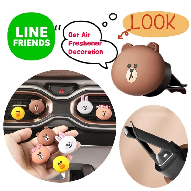 Line Friends Brown Cony Sally Choco Creative Personality Auto Aromatherapy Doll Animation Carton Cute decoration for car air outlet