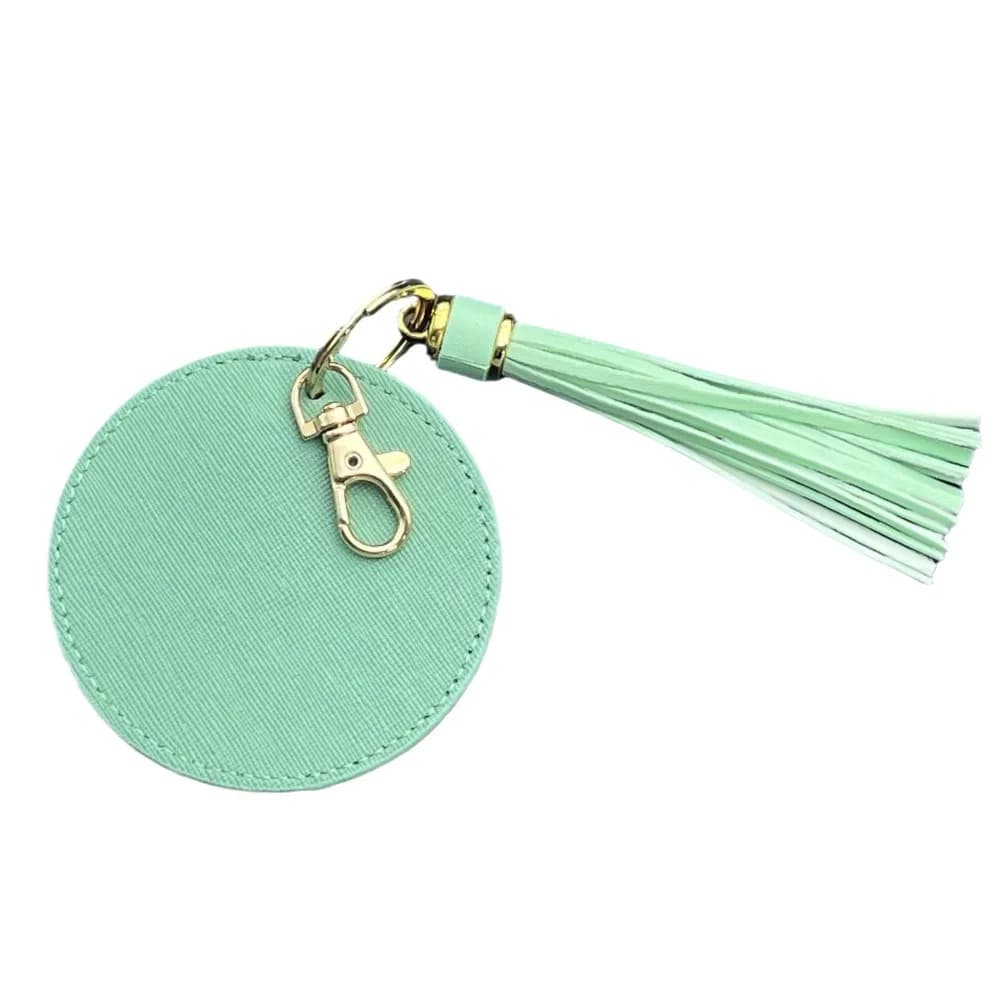 Portachiavi Rotondo Personalizzato alla Moda, Versione Coreana Circolare in Pelle con Nappa e Chiusura Dorata, Ciondolo per Borsa, Regalo per Donne e Ragazze