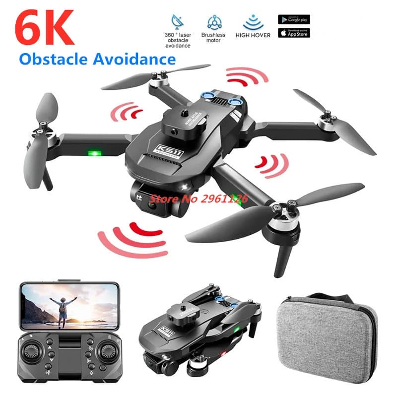 Mini 6K Drone Professionale 6K Doppia Fotocamera HD Evitamento Ostacoli Flusso Ottico Brushless Pieghevole RC Dron Ragazzo Adulti Quadcopter