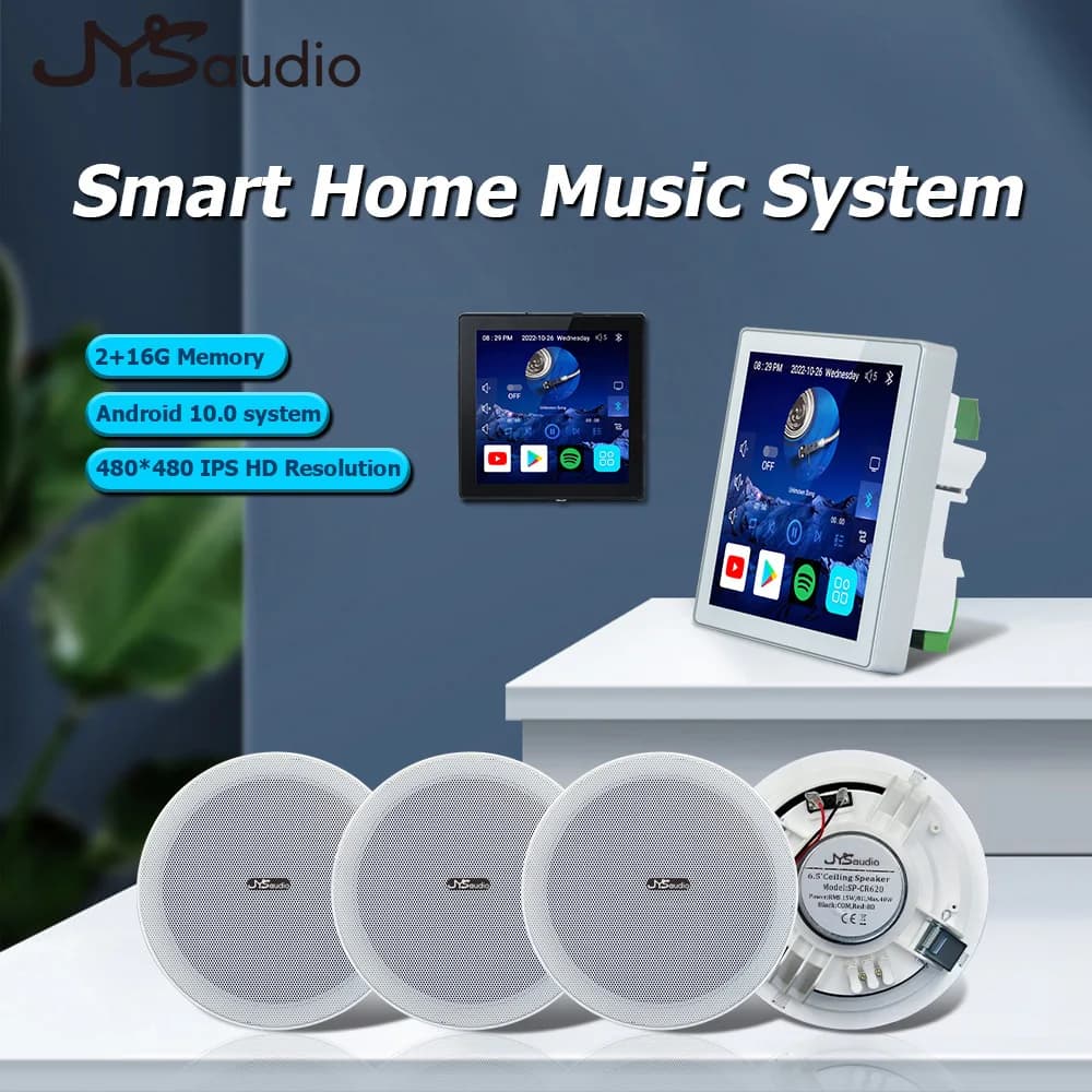 Smart Audio Center Bluetooth WiFi Wall Amplifier Android Amp Home Theater Sound System Stereo 6.5" Ceiling Speaker Residential