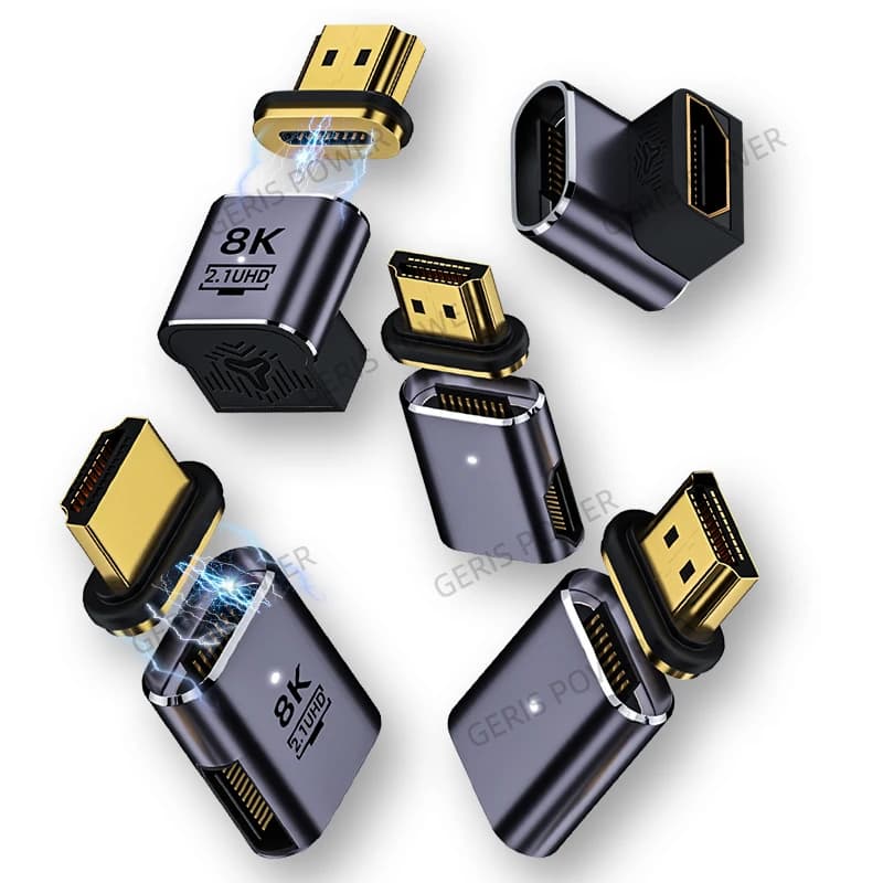 2.1 Male to Female Magnetic Adapter Converter Compatible with HDMI 8K 60Hz Extension Connector 90 degrees for Computer TV Box Monitor