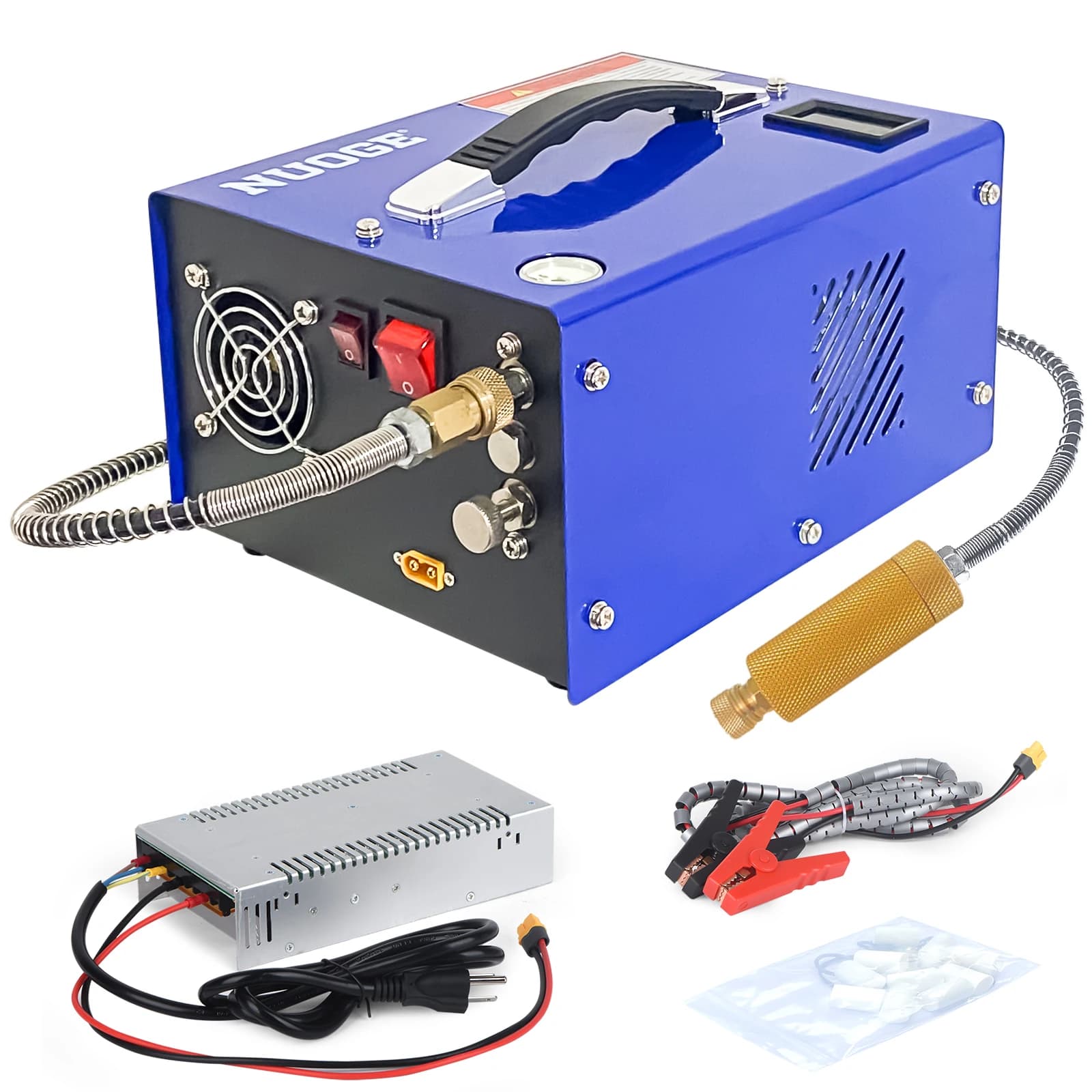 NUOGE 4500Psi 30Mbar Compressore d'aria Pompa d'aria 12V/110V/220V Alimentazione Olio/Alta pressione senza acqua Applicare alla bottiglia subacquea
