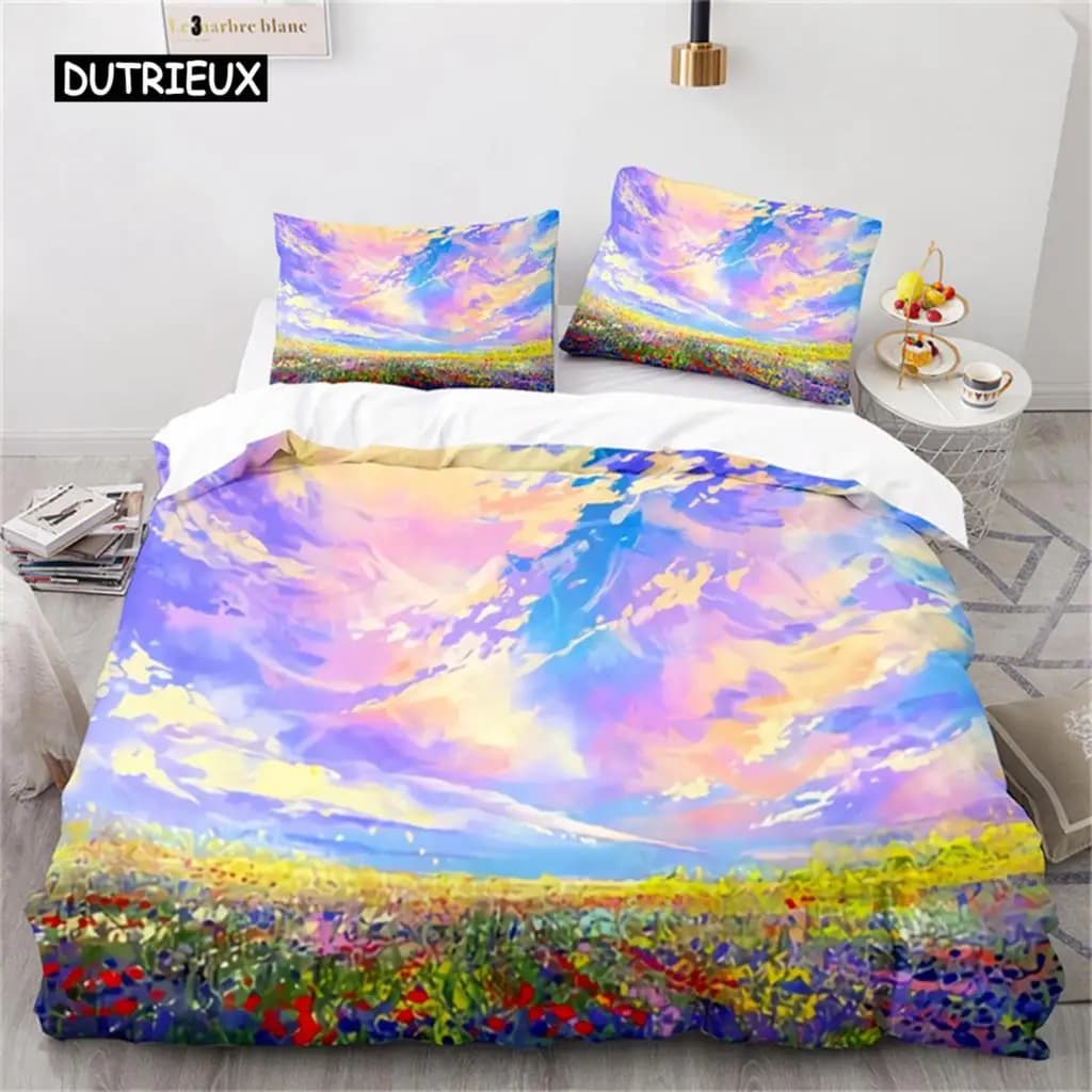 Copripiumino con stampa artistica a olio, in microfibra, con paesaggio romantico, per bambini, ragazzi e adulti, per decorare la camera da letto.