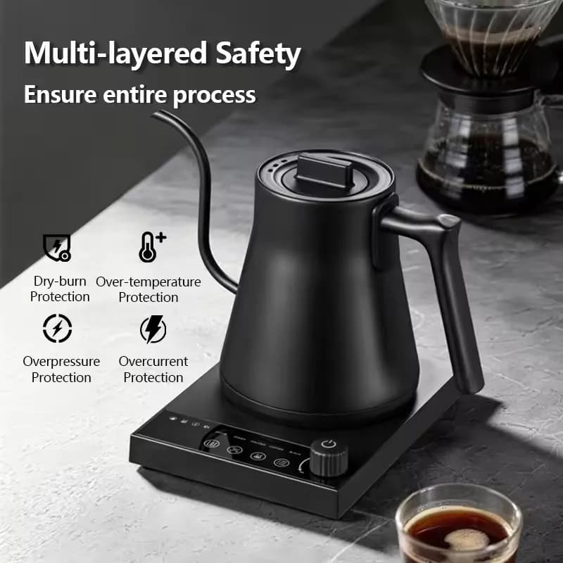 Electric Gooseneck Kettle 900ML Hand Brew Coffee Tea 1000W Pot Smart Teapot Temperature Control Pot Rapid Heating Kettle 220v