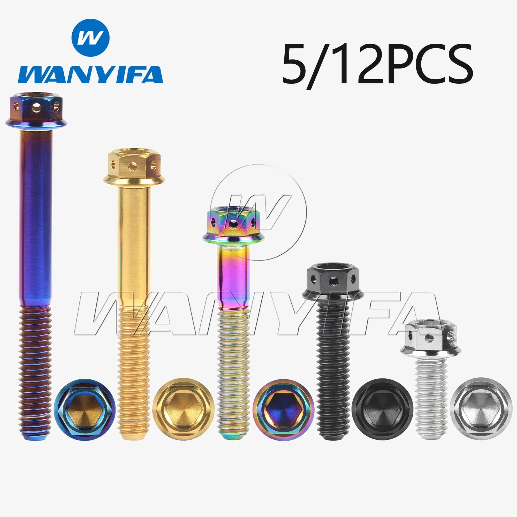 Wanyifa titanio Ti Bolt M6x10 15 20 25 30 35 40 45 50 55 60mm flangia viti a testa esagonale per moto rimontato 5/12 pz