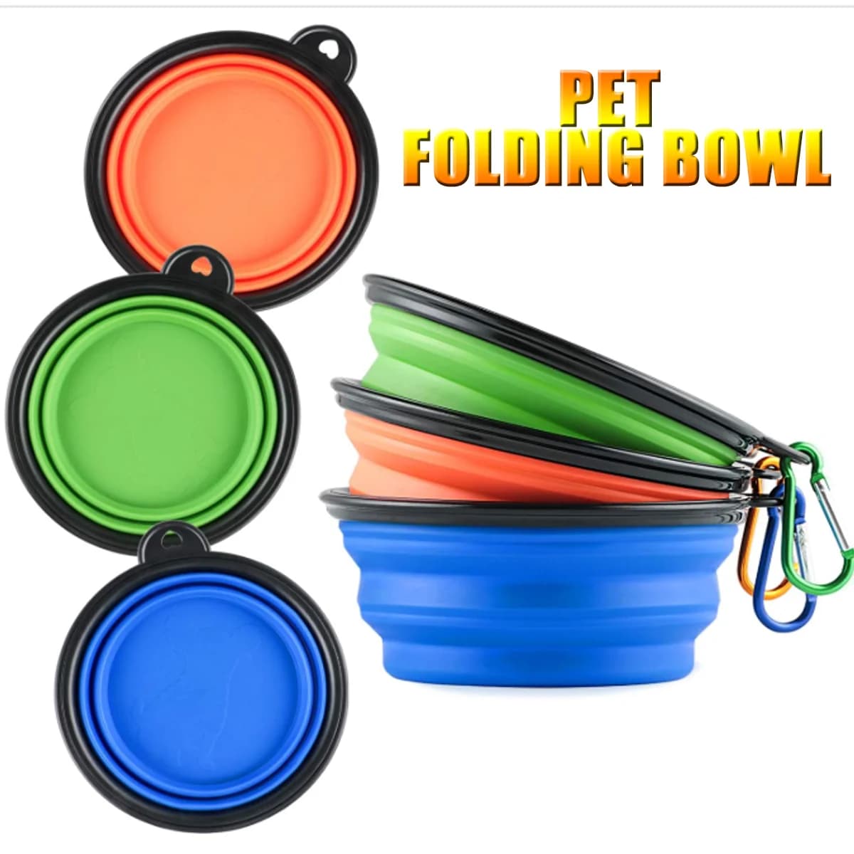 Ciotola pieghevole per animali domestici, ciotola per cibo e acqua per cani e gatti, portatile, da viaggio, per passeggiate all'aperto, ciotola in silicone per cibo e acqua