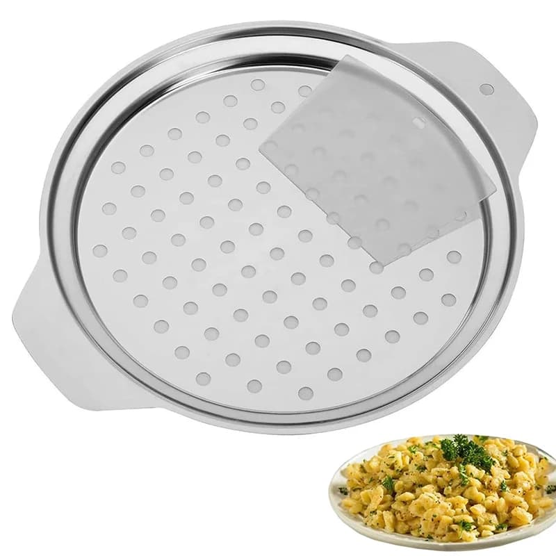 Coperchio per macchina Spaetzle in acciaio inossidabile con raschietto, macchina per noodle per gnocchi di uova, adatto sopra la pentola, il filtro per spaghetti, la pressa Spatzle