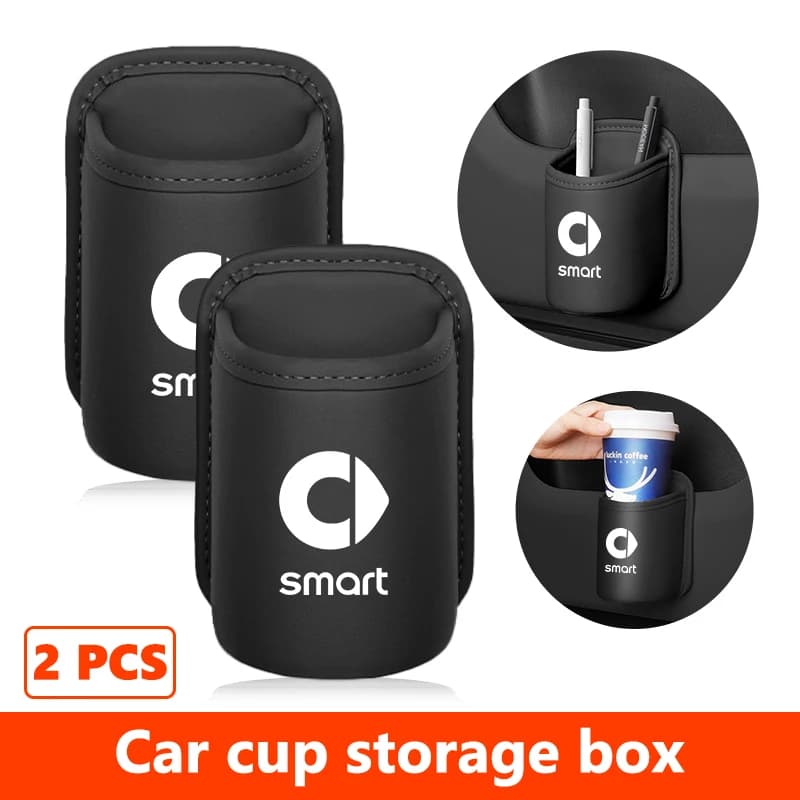 Leather Car Door Cup Holder Storage Box Drink Water Bottle Organizer Pocket For Smart Fortwo Forfour 451 453 450 452 454