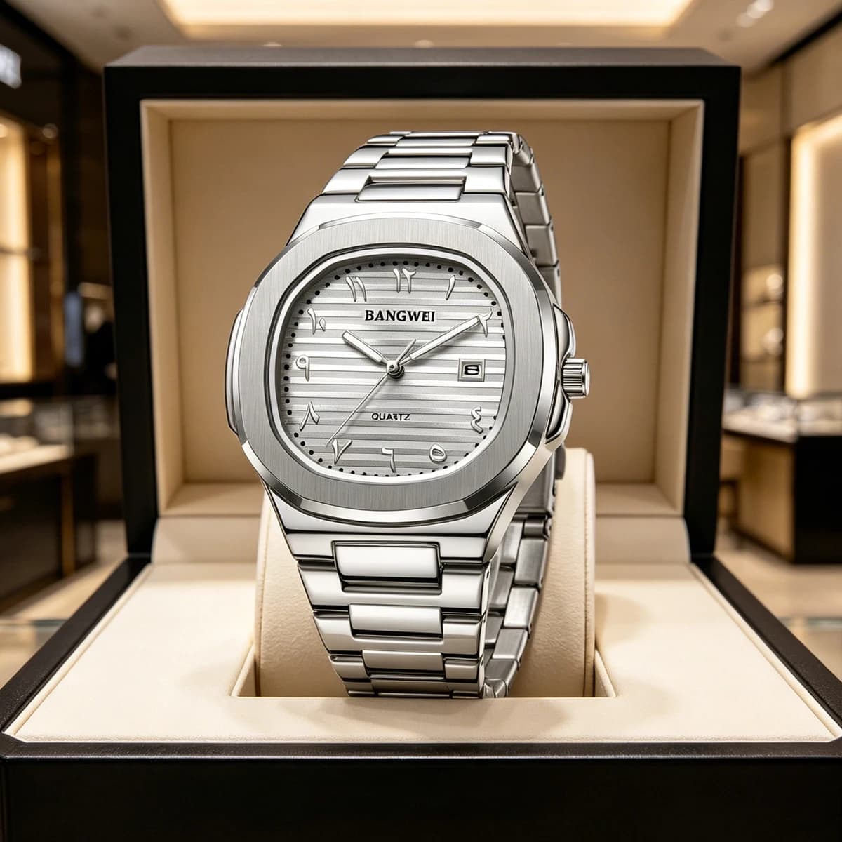 Orologio da Polso LIGE di Lusso per Uomo, Design Classico con Quadrante a Righe e Cinturino in Acciaio Inossidabile