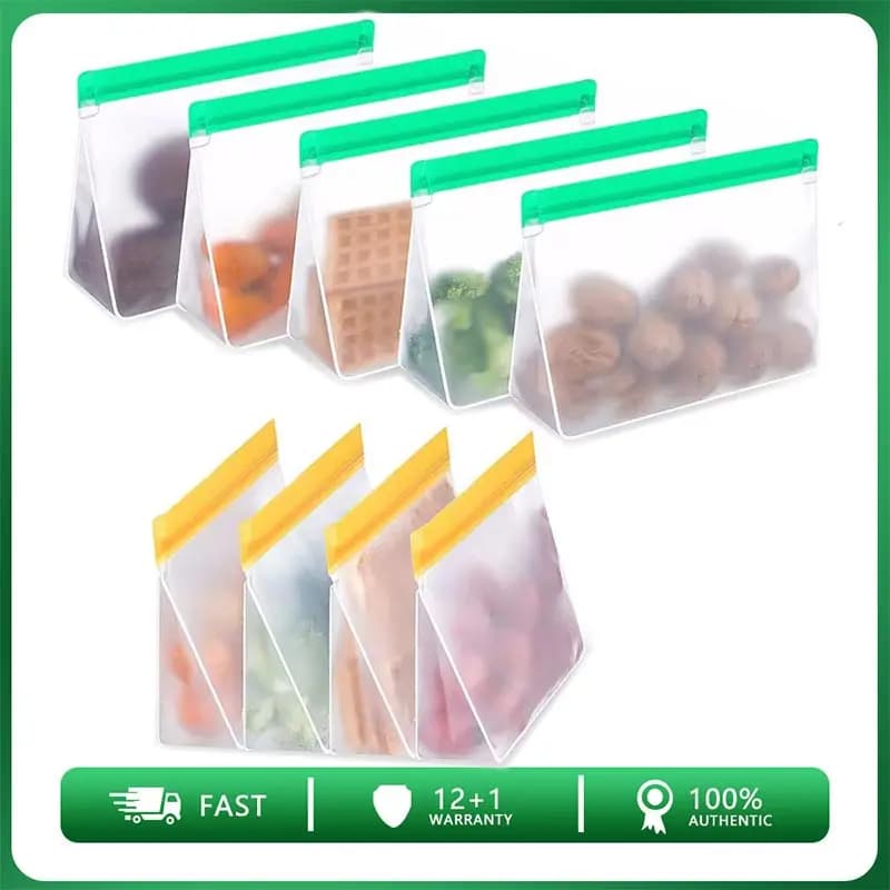 Borsa riutilizzabile per la conservazione degli alimenti Aggiornamento a tenuta stagna Top Stand Up Freezer Sandwich Borsa a chiusura lampo Borsa chiusa per la conservazione degli alimenti in silicone PEVA