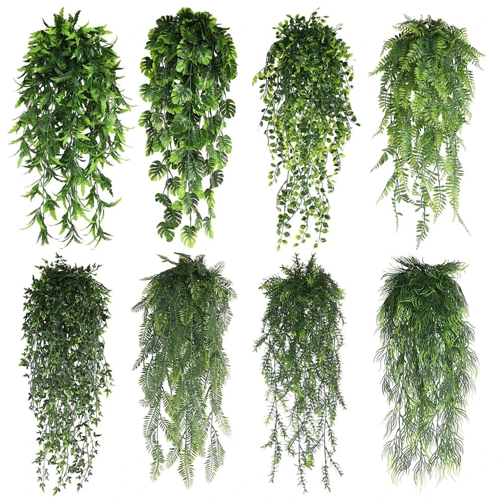 5 teste di edera artificiale pendente, piante in plastica per decorazioni domestiche interne ed esterne, giardino, porta, parete, matrimonio, fai da te, balcone
