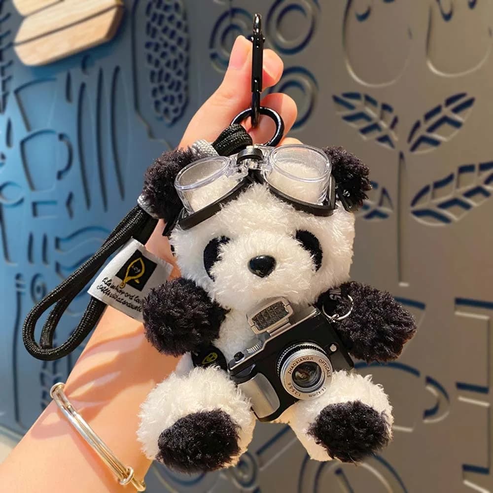 Decorazione zaino Orso pilota Portachiavi Ciondolo borsa Peluche Panda Peluche Bambola Peluche Giocattoli Portachiavi in peluche Kawaii Bambini