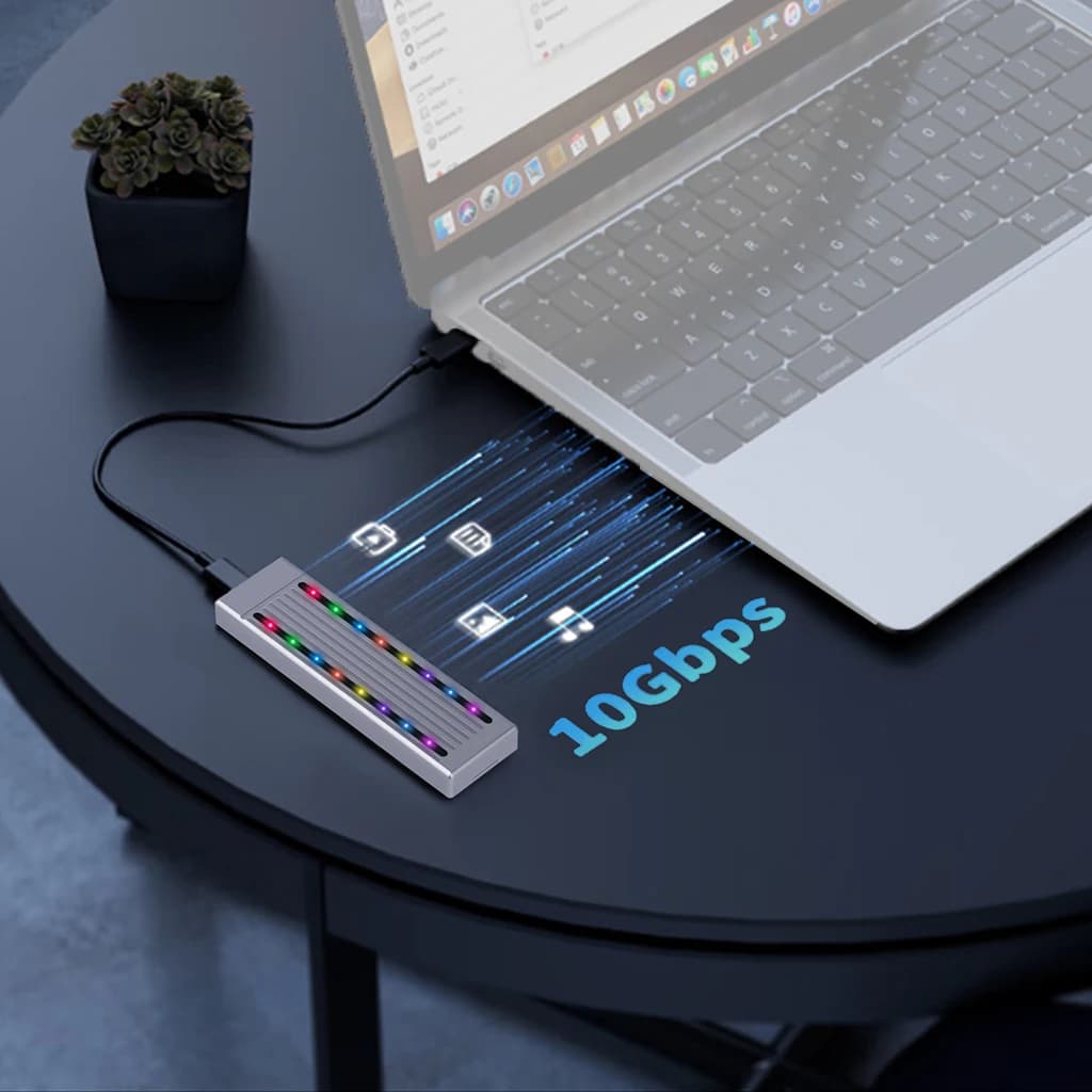 Custodia SSD per M.2 NVME PCIe NGFF SATA Dual Protocol Type C 6-10Gbps pci-e M2 SSD RGB Hard Disk esterno a stato solido