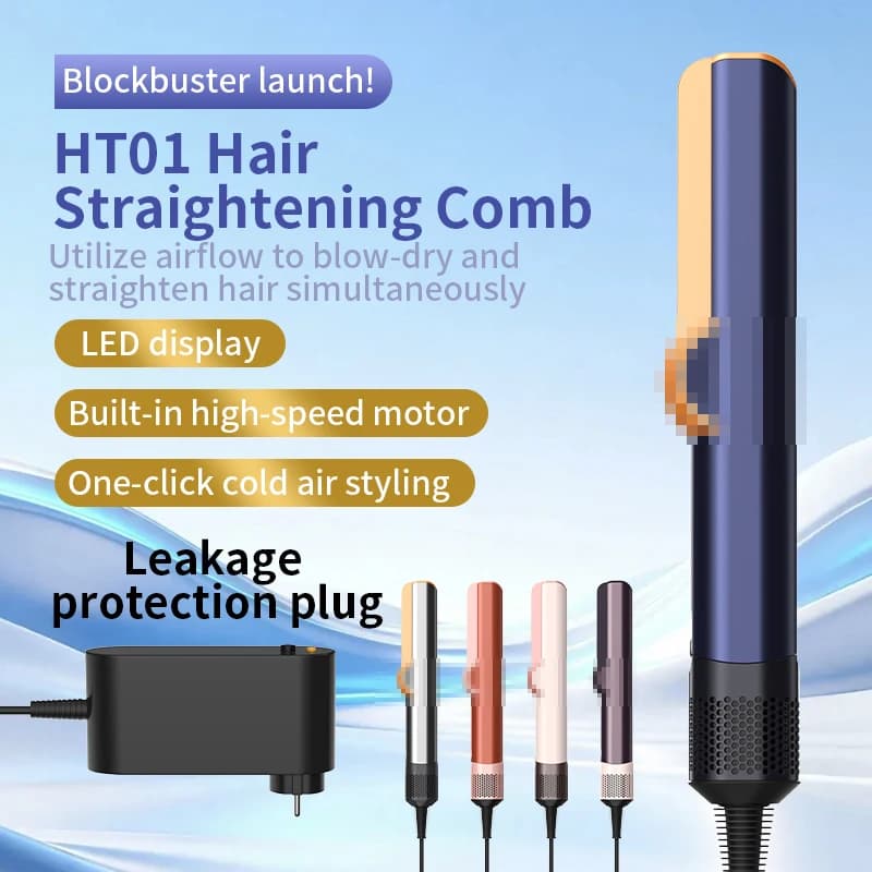 Top-Of-The-Line Hair Dryer and Straightener Ht01 Professional Version with Negative Lons Straightening Comb for Dry and Wet Use