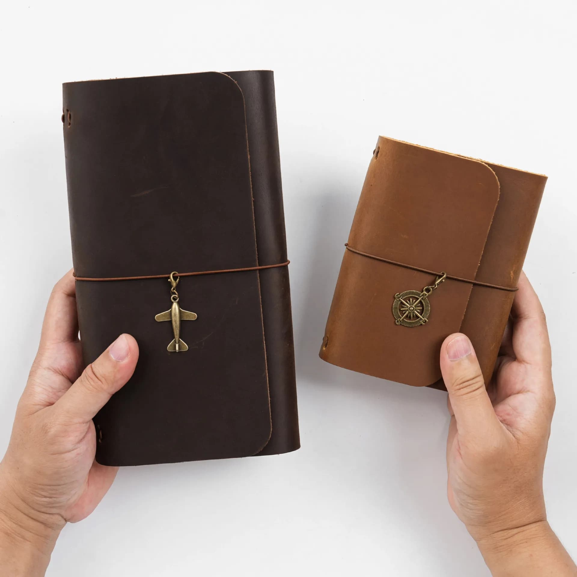 Fromthenon Standard/Passport Genuine Leather Tri-Fold Travel Journal Retro Handmade Notebook Daily Diary Notepad Sketchboo