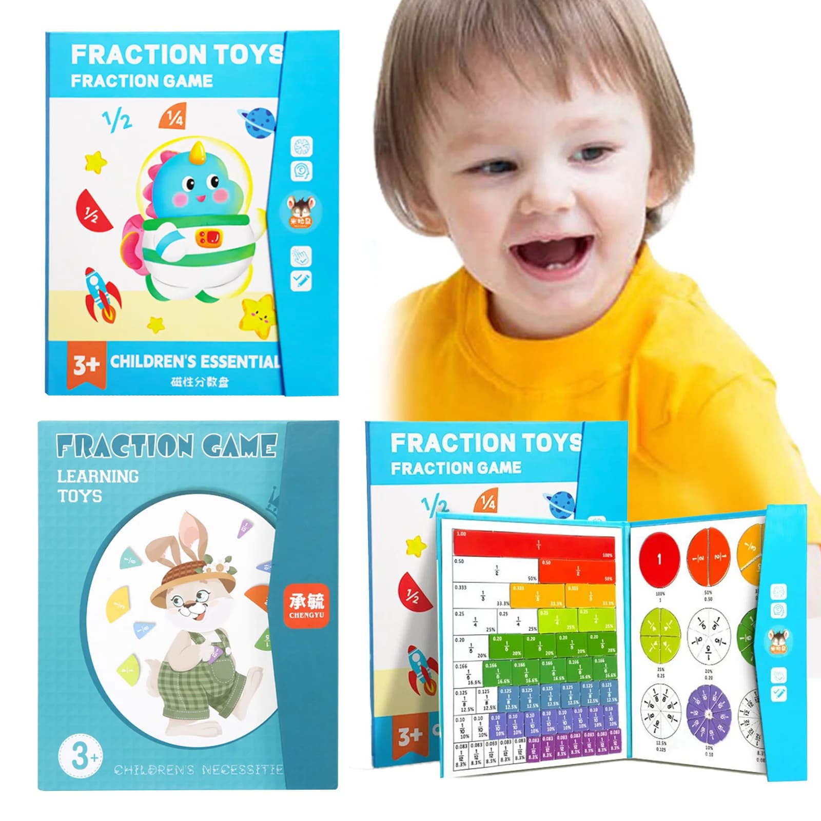 Magnetic Fraction Educational Puzzle with Fraction Tiles and Circles Elementary Fraction Manipulatives Fraction Puzzle for Kids