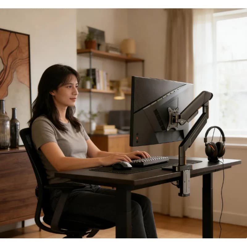 Supporto universale da scrivania per monitor di computer, regolabile, singolo, fino a 32 pollici, 19,8 libbre, per schermi di visualizzazione.