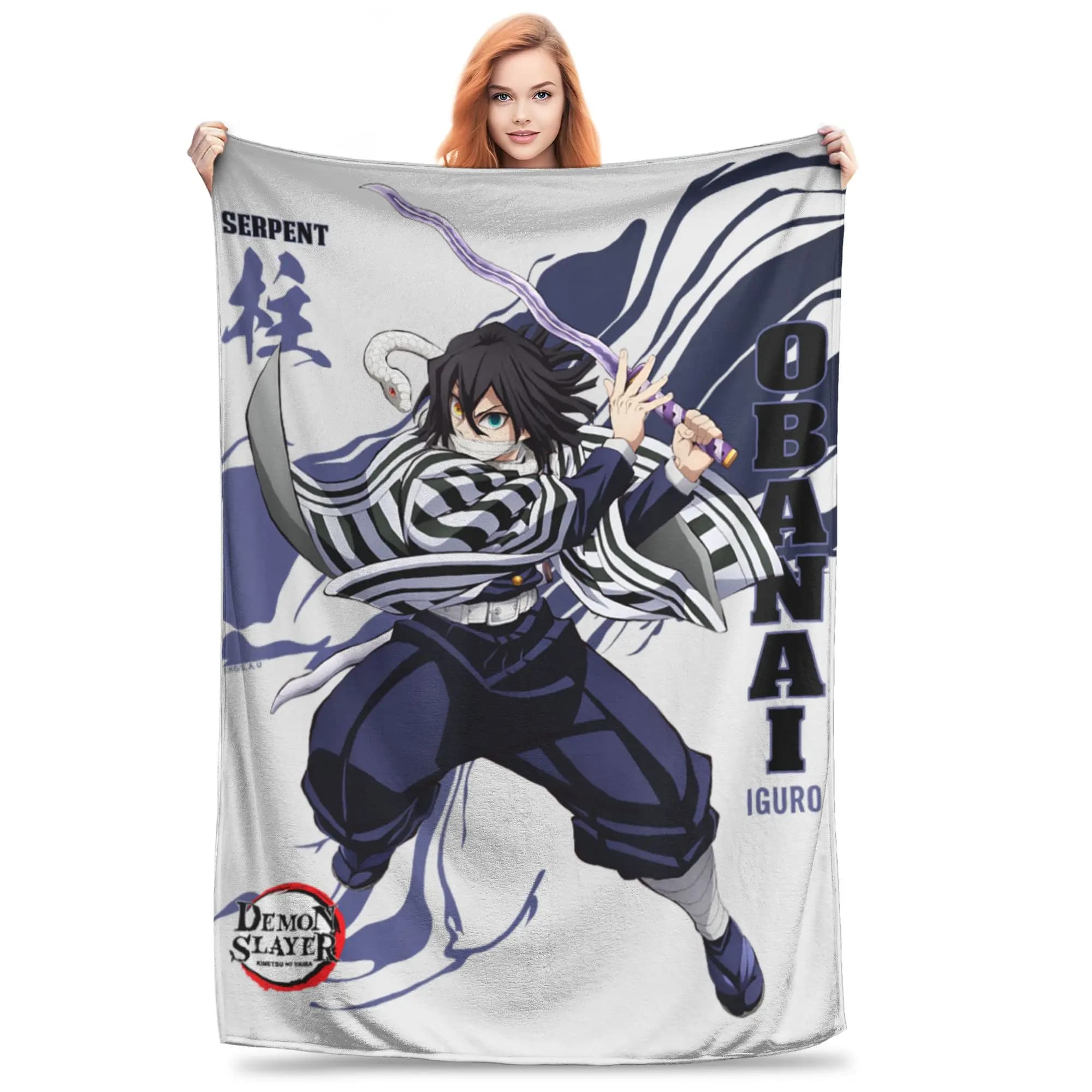 1PC Home Demon Slayers Infinty Castle Obanai Serpent Hashira Motion Blanket Throw Blanket Novelty Warm Blanket All Season Gift