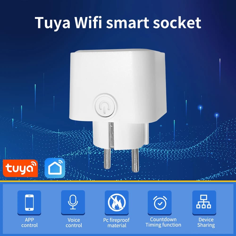Tuya WiFi 16A Smart Plug EU socket Power monitoring Timing function Intelligent life control Smart Wi-Fi sockets Support Alexa Google
