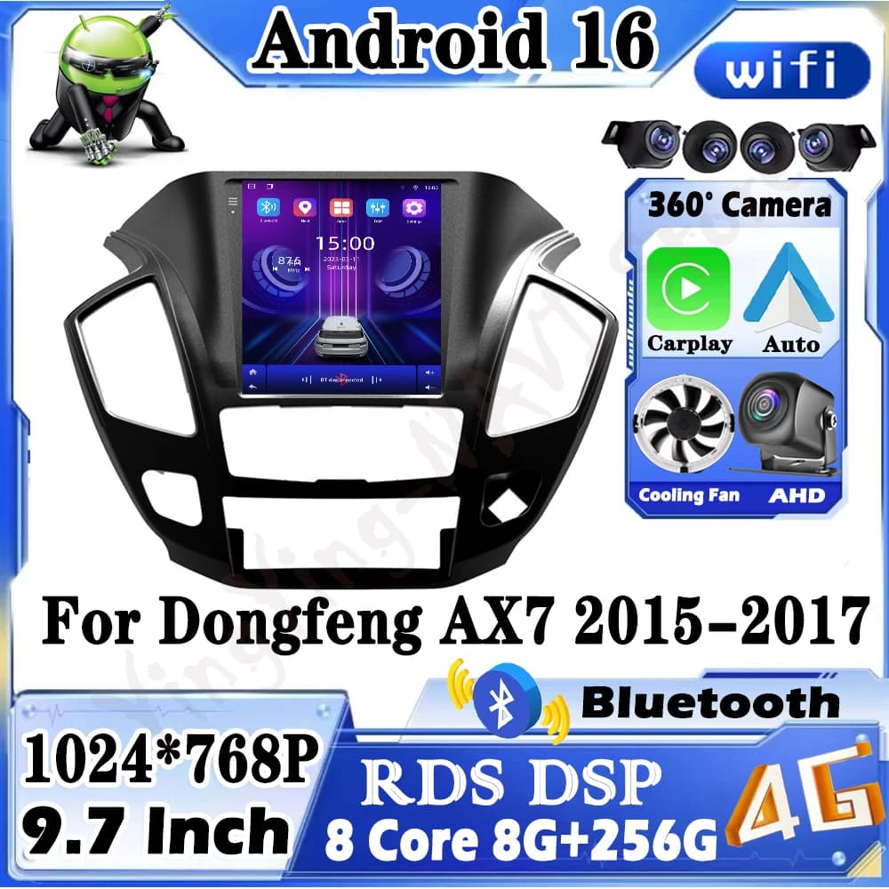 Android 16 per Dongfeng AX7 2015-2017 GPS Navi Bluetooth Autoradio Video Lettore multimediale WiFi 4G DSP Stereo Auto Strumenti