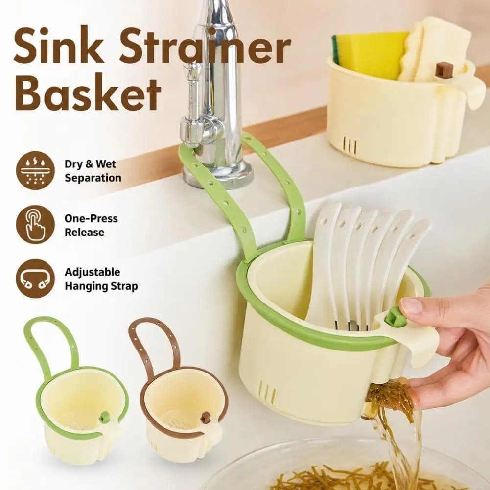 Kitchen Sink Strainer Basket Hanging Adjustable Food Residue Filter Tea Waste Colander Water Collector Fruit Washing Tool