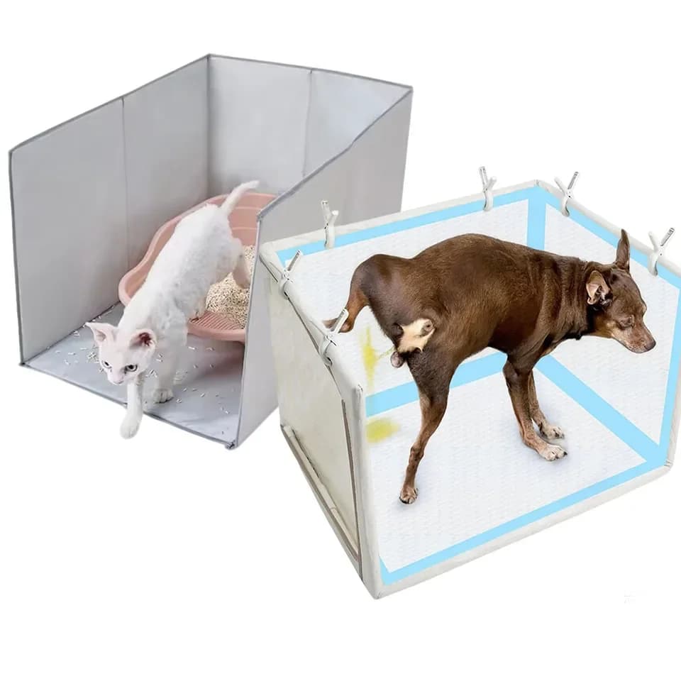 Litter Box Shield Dog Potty Tray Open Top High Side Pee Splash-Proof Enclosure Dustproof Shield Pet Supplies Outdoor Travel