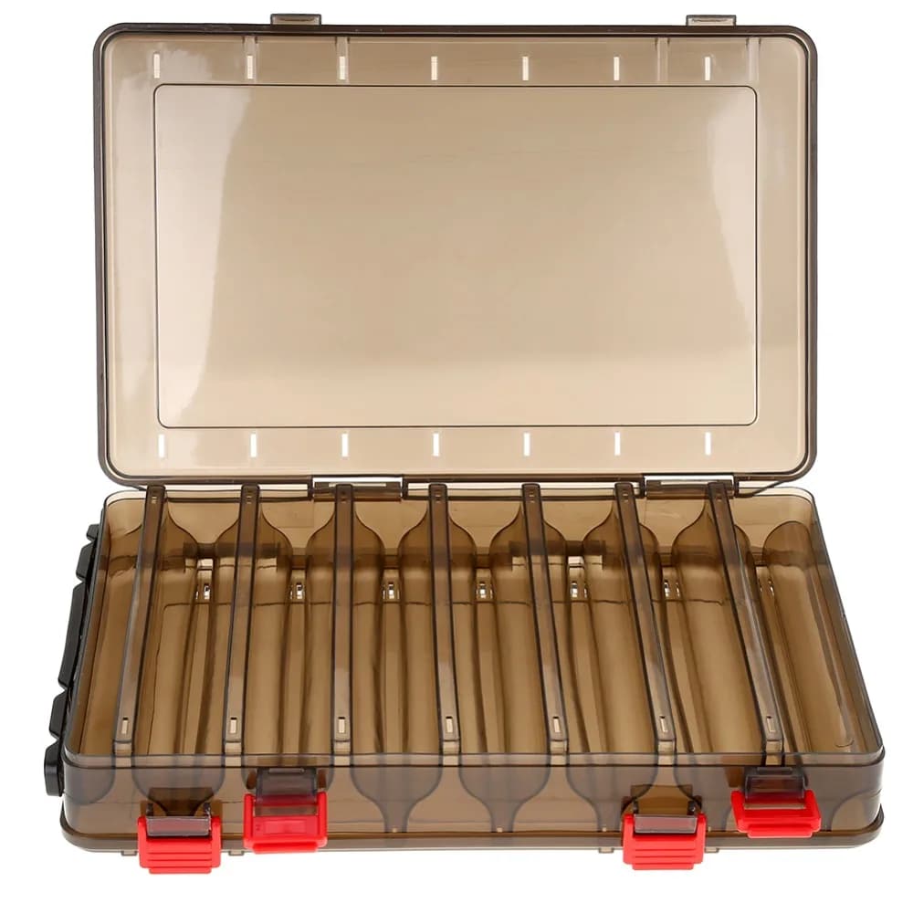 14 Compartments Fishing Tackle Box Double-Sided Visible Fishing Bait Box Hard PP Lure Storage Case for Fishing Lures Hooks