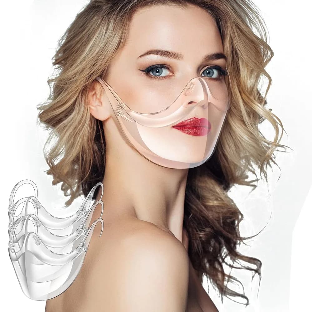 3PCS Transparent Face Shield, Lightweight Anti-Fog Protective Face Mask, Sturdy Breathable Visible Expression Face Mask, Plastic Reusable Washable Clear Face Shield for Men and Women