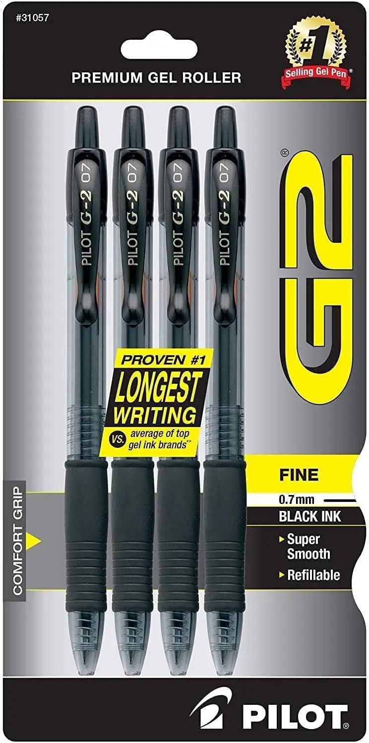 Penne Gel Retrattili Punta Fine 0.7mm Inchiostro Nero Confezione da 4 Ricaricabili Scrittura Fluida