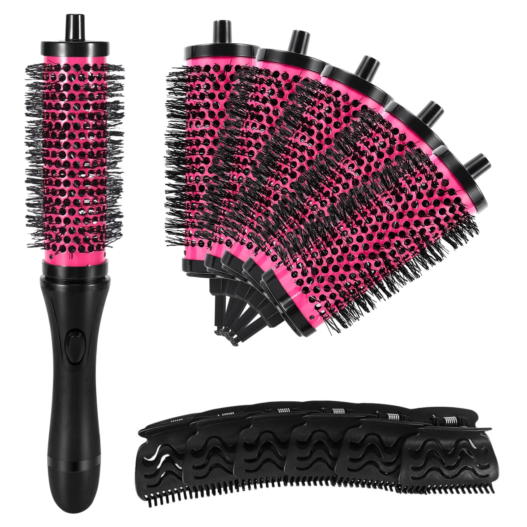 Nuovo 6 pz/set 3 Formati Manico Staccabile Spazzola A Rullo Dei Capelli con Clip di Posizionamento Barile di Ceramica In Alluminio Bigodino Pettine Parrucchiere