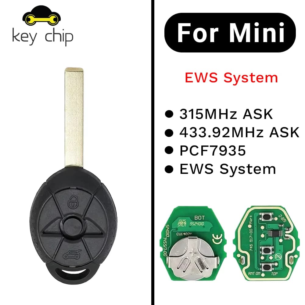 Keychip 434 MHz ID44 Chip For Bmw Old Mini Cooper EWS R50 R53 2005-2007 FCCID LX8 FZV CN006014 Aftermarket Car Distance Key With