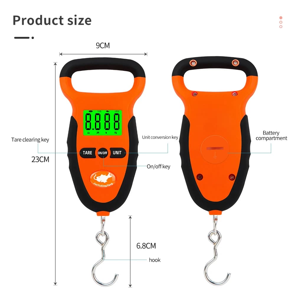 50KG/10g Amo Da Pesare Impermeabile Pesatura Bilancia Appesa Portatile Bilancia A Gancio Digitale Lb/KG/JIN/N Maniglia di Pesatura per Bagagli Da Pesca