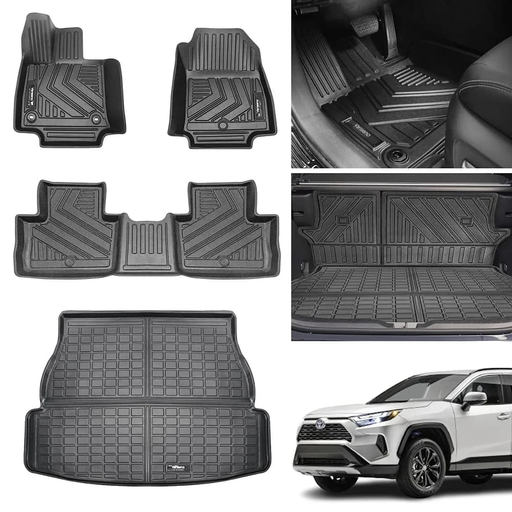 Per il 2019 - 2025 Toyota Rav4 Tappetino ibrido Cargo Liner Tappetino per schienale All-Weather Tronco Fodere per pavimento Coprisedile posteriore per Rav4