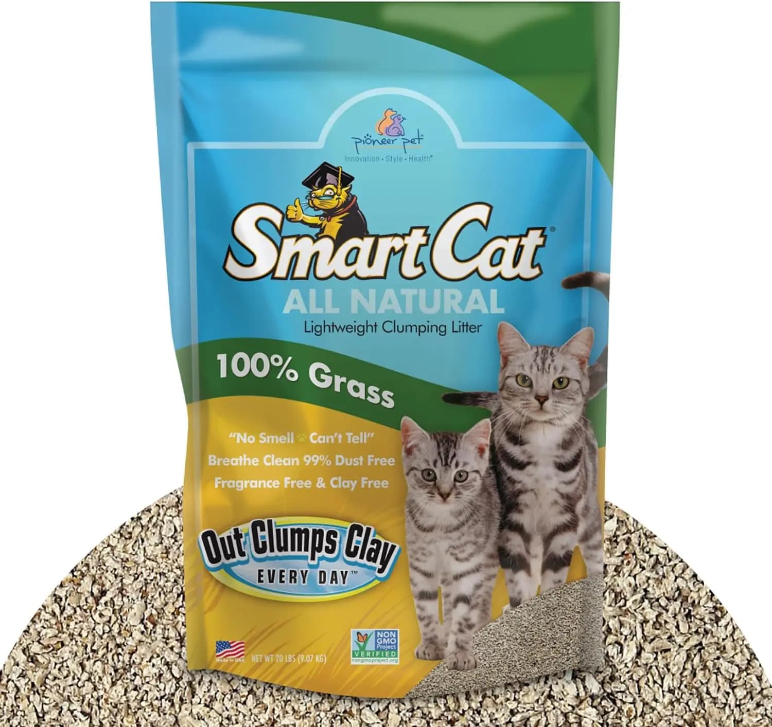 All Natural Clumping Cat Litter, 20lb - Grass Seed Based, 99% Dust Free, Unscented, Lightweight