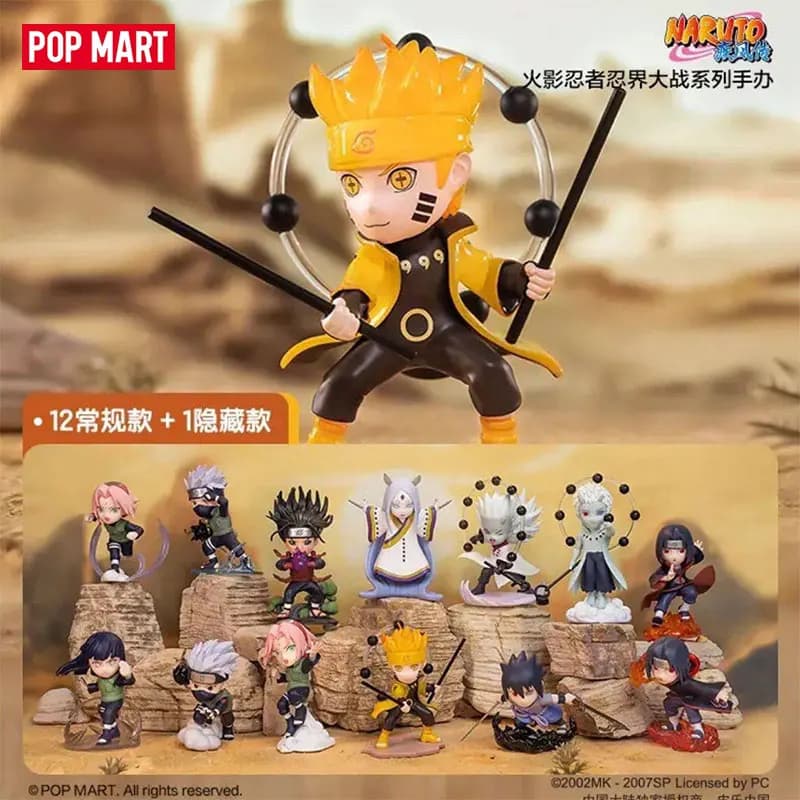 POP MART Naruto Sasuke Ninja World War Series Blind Box Toys Cute Surprise Guess Bag Doll Anime Figure Ornament Model Girl Gift