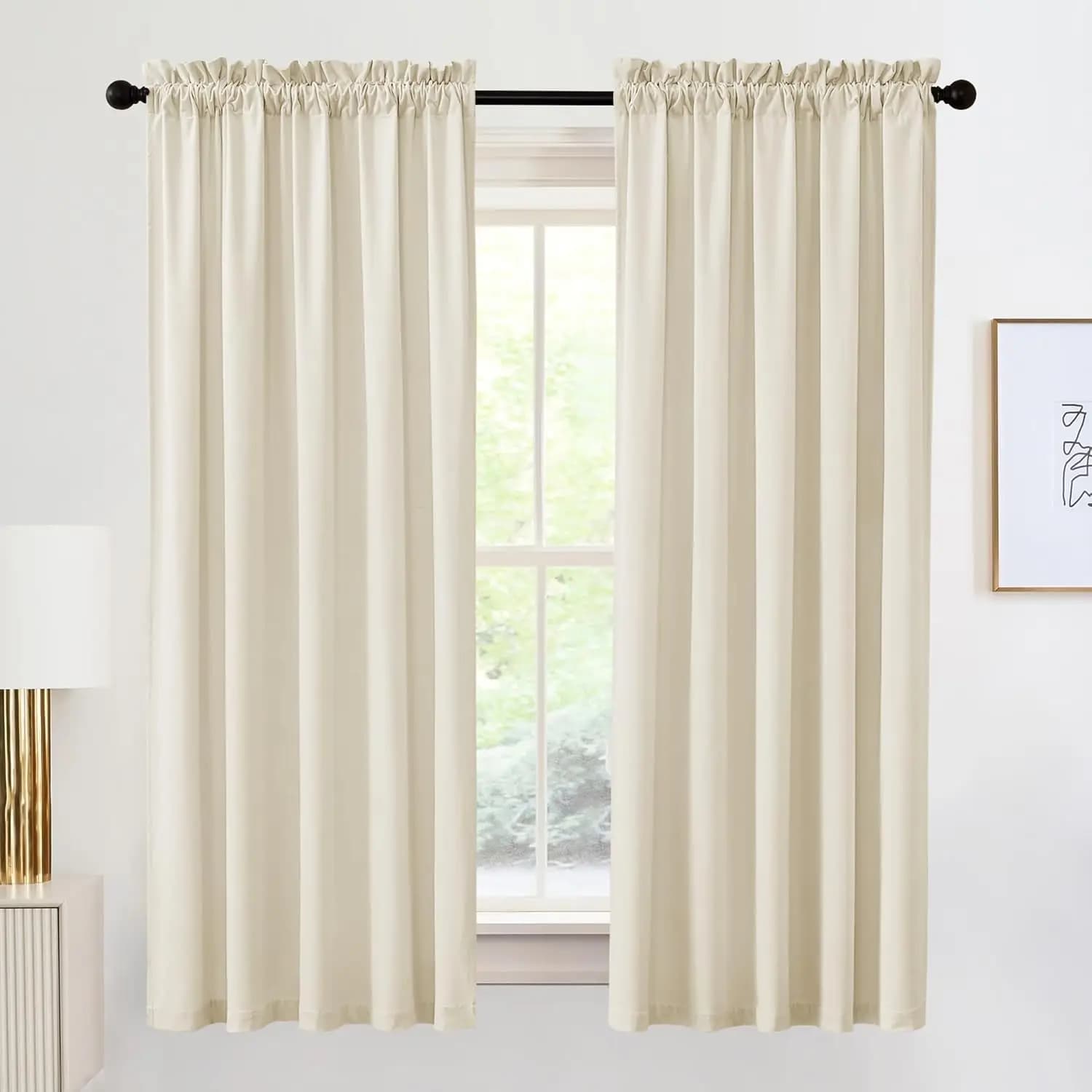 Tende in Velluto Beige Lunghezza 72 Pollici - Pannello Termoisolante con Tasca per Asta, Morbido Effetto Verticale, Decorazione per Finestre per la Cameretta del Bambino